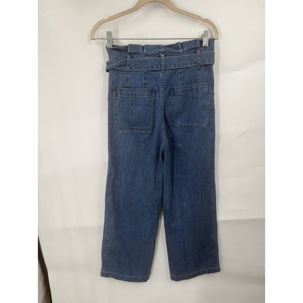 Madewell Paperbag Belted Trouser Jeans Women 25 Blue Medium Wash Straight Leg - Picture 2 of 7